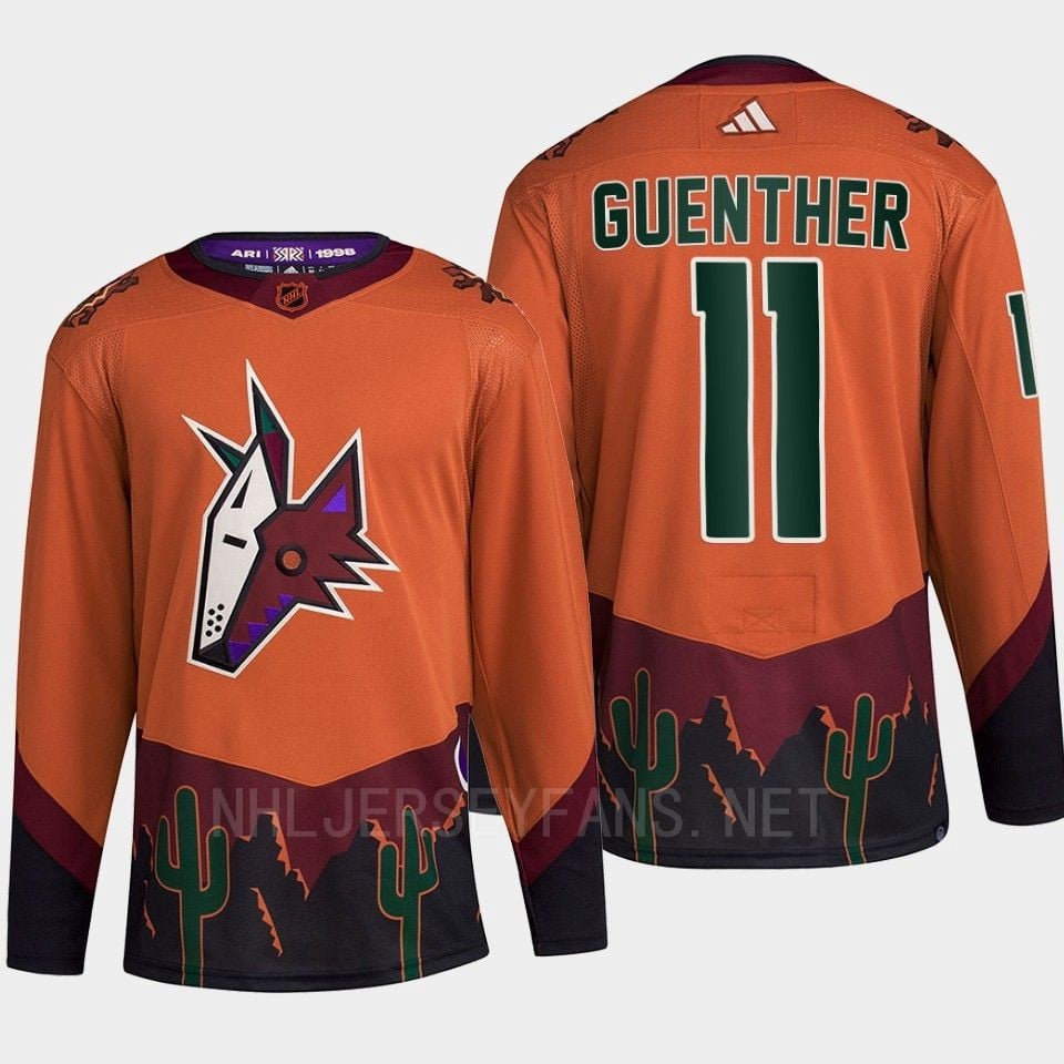 Arizona Coyotes 2022 Reverse Retro 2.0 Dylan Guenther 11 Orange Primegreen Jersey Men's