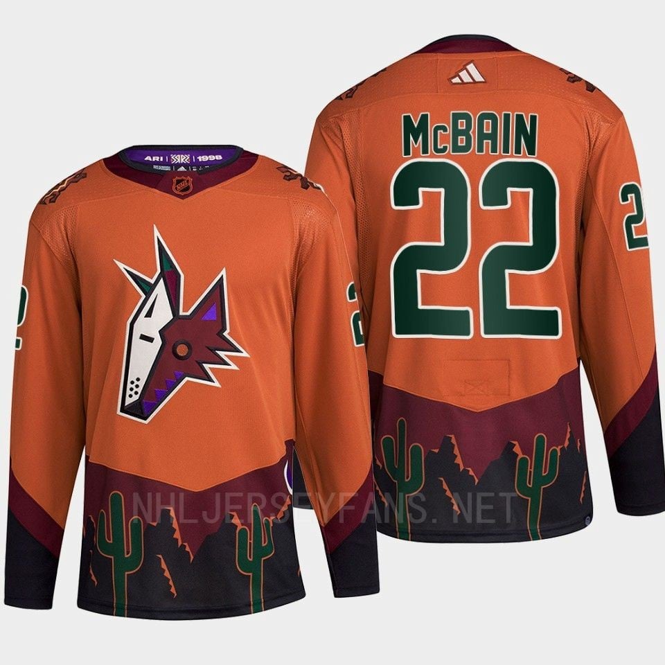 Arizona Coyotes 2022 Reverse Retro 2.0 Jack Mcbain 22 Orange Primegreen Jersey Men's