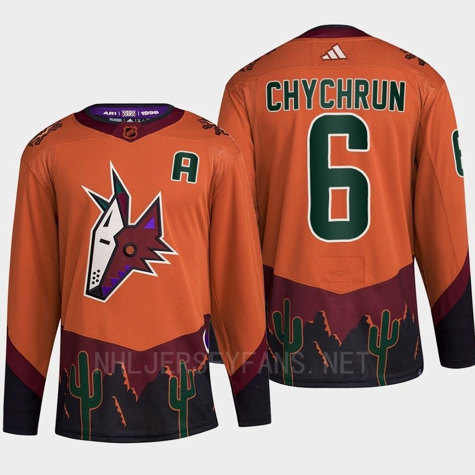 Arizona Coyotes 2022 Reverse Retro 2.0 Jakob Chychrun 6 Orange Primegreen Jersey Men's