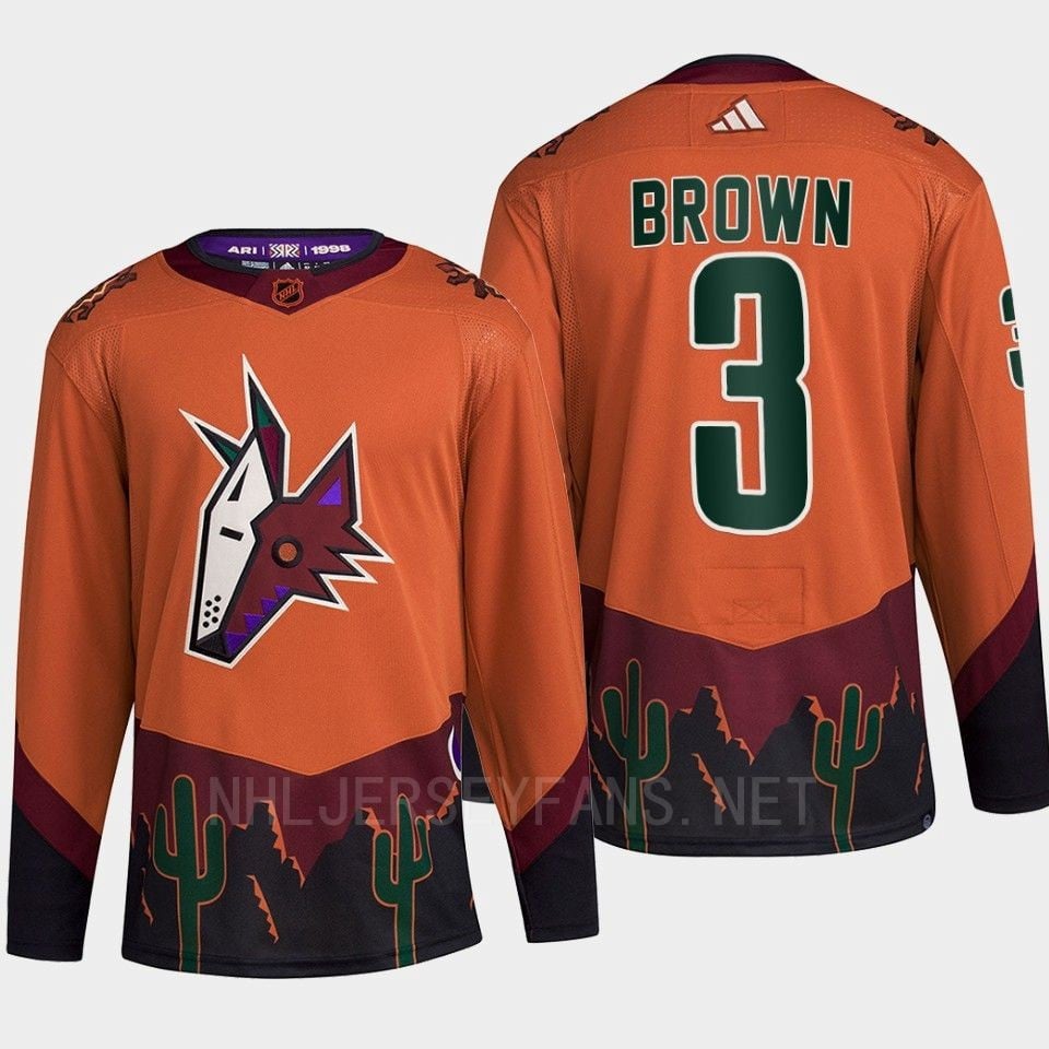 Arizona Coyotes 2022 Reverse Retro 2.0 Josh Brown 3 Orange Primegreen Jersey Men's