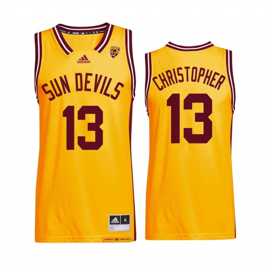 Arizona State Sun Devils Josh Christopher 13 Jersey Reverse Retro Gold Basketball Uniform