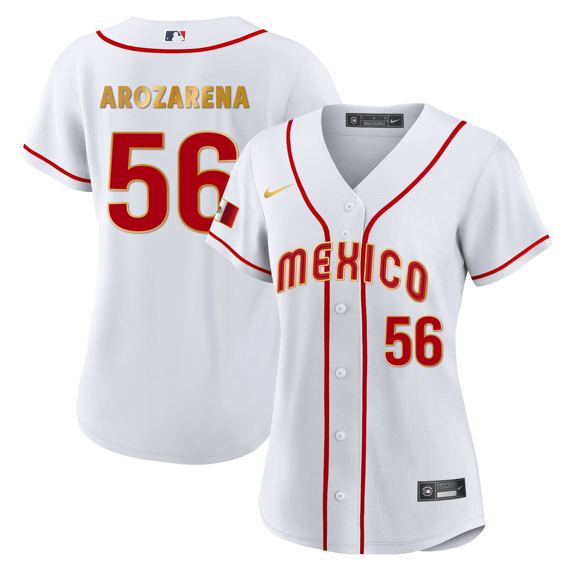 Arozarena 56 Mexico 2023 Baseball Jersey - White Gold Trim