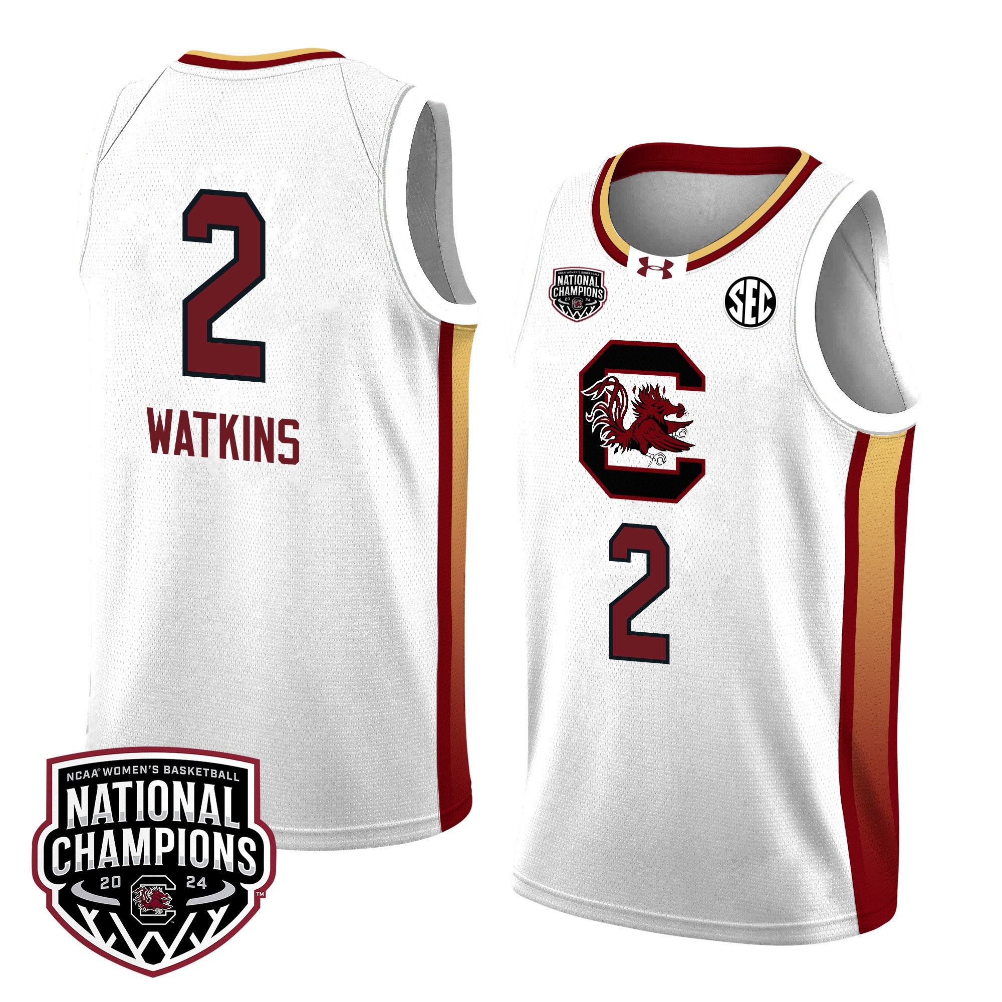 Ashlyn Watkins 2 South Carolina 2024 National Champions Patch Women's Basketball Jersey - Unisex Jersey