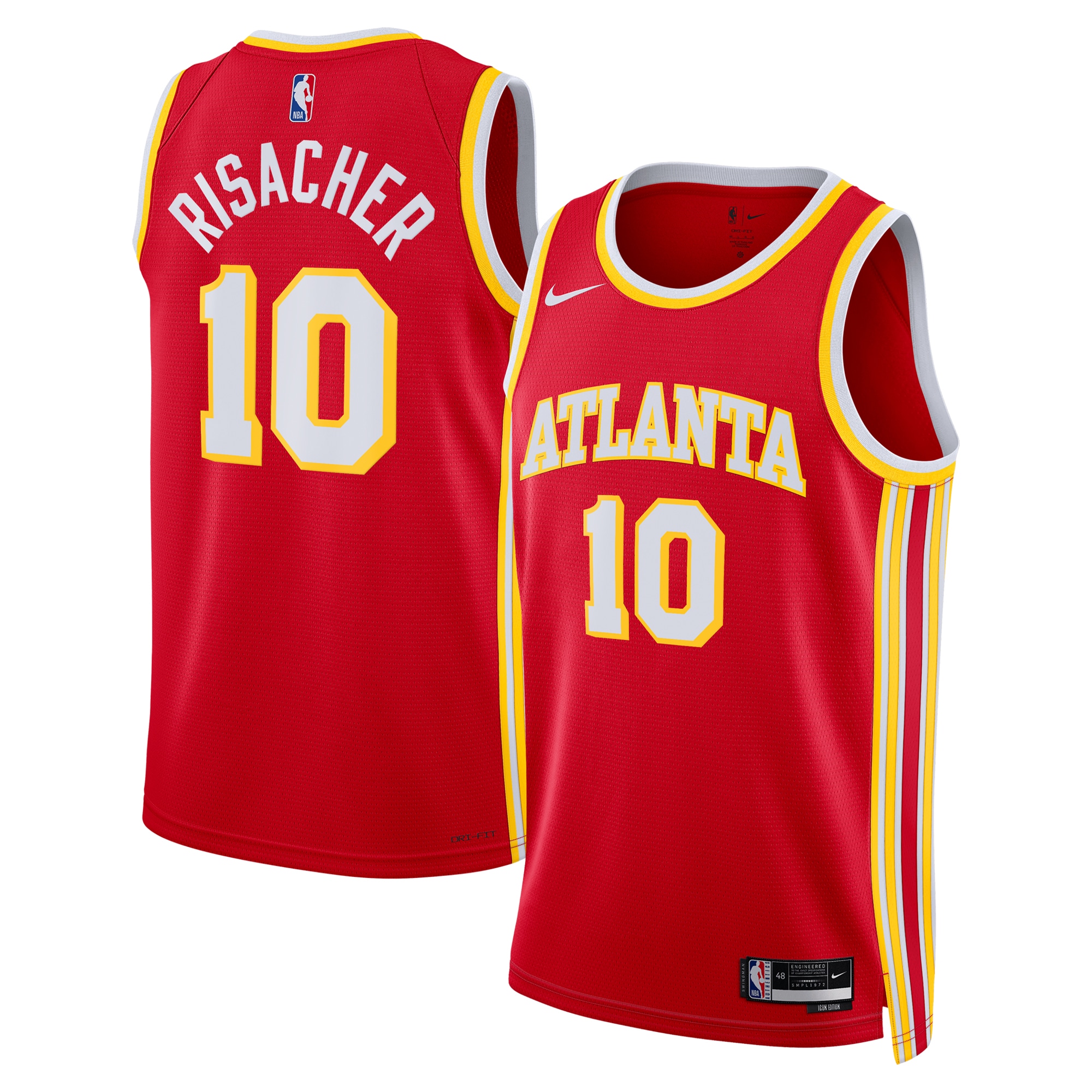 Atlanta Hawks Icon Swingman Jersey - Red - Zaccharie Risacher - Unisex