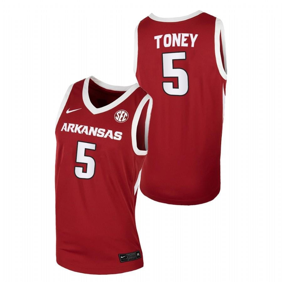 Au'diese Toney 5 Red Arkansas Razorbacks 2022 College Basketball Jersey