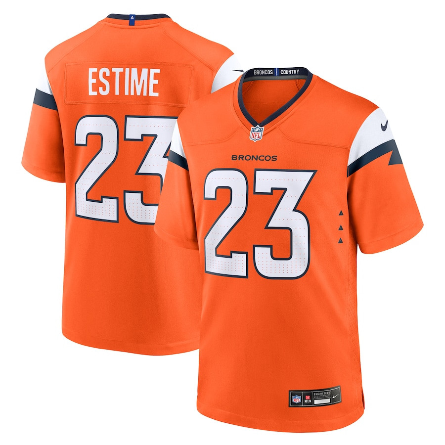 Audric Estime 23 Denver Broncos Team Game Men Jersey - Orange Js1150