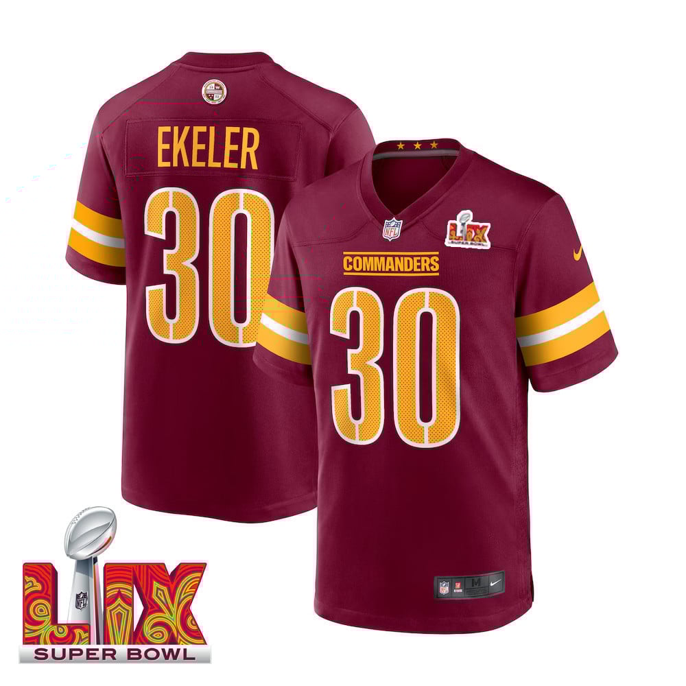 Austin Ekeler #30 Washington Commanders Super Bowl Lix Jersey - Men's - Burgundy Js1151