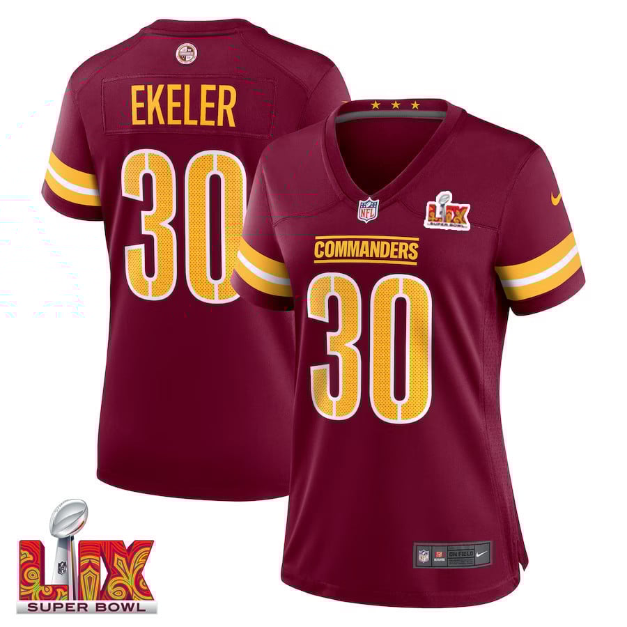 Austin Ekeler #30 Washington Commanders Super Bowl Lix Women's Jersey - Burgundy Js1308
