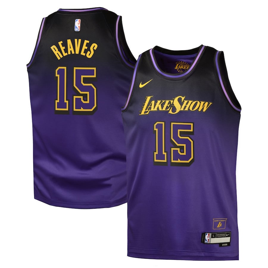 Austin Reaves 15 Los Angeles Lakers 2024/25 Swingman Player Youth Jersey - City Edition - Purple