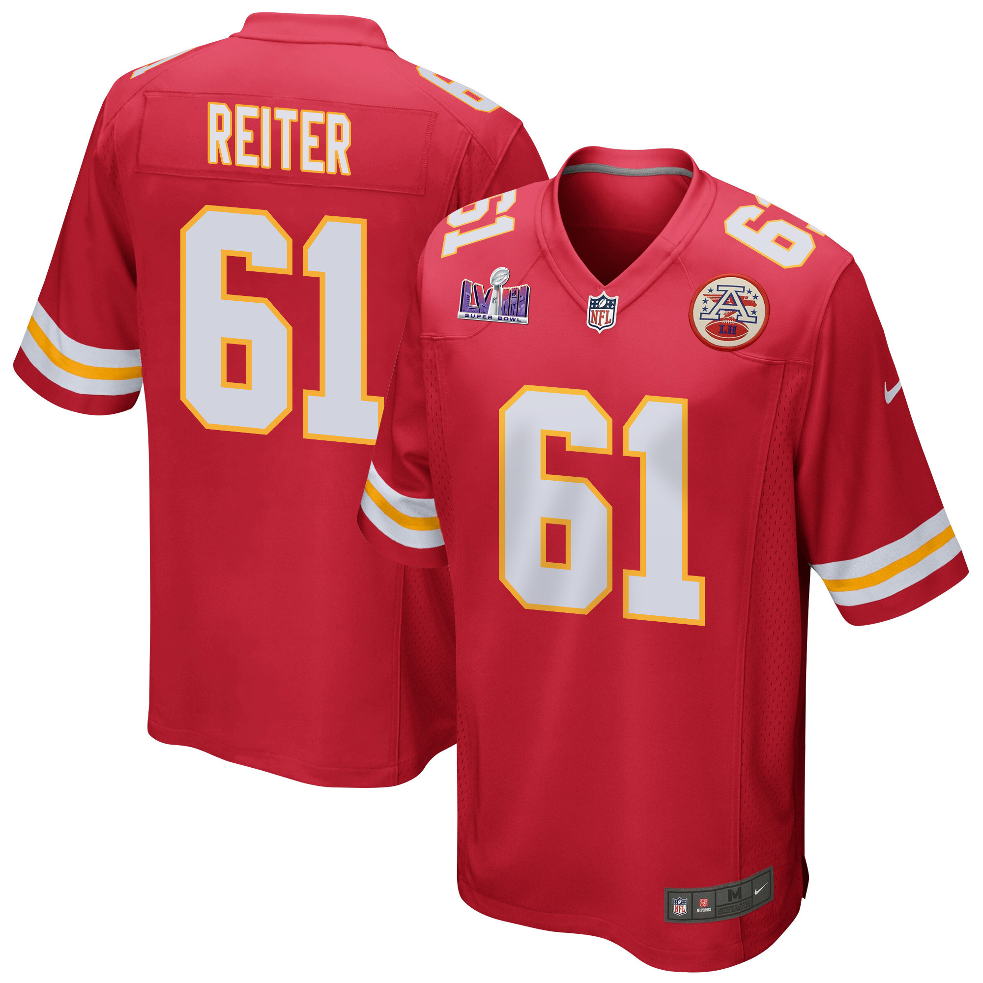 Austin Reiter 61 Kansas City Chiefs Super Bowl Lviii Patch Game Men Jersey - Red Js2682