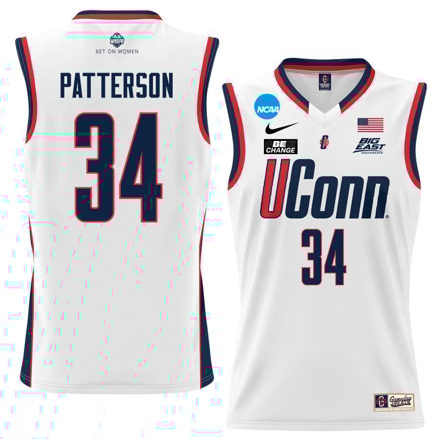 Ayanna Patterson 34 Uconn Huskies 2024 Women's Basketball Jersey - White, Unisex Jersey