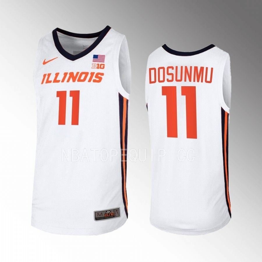 Ayo Dosunmu 11 Illinois Fighting Illini White Jersey Home Basketball