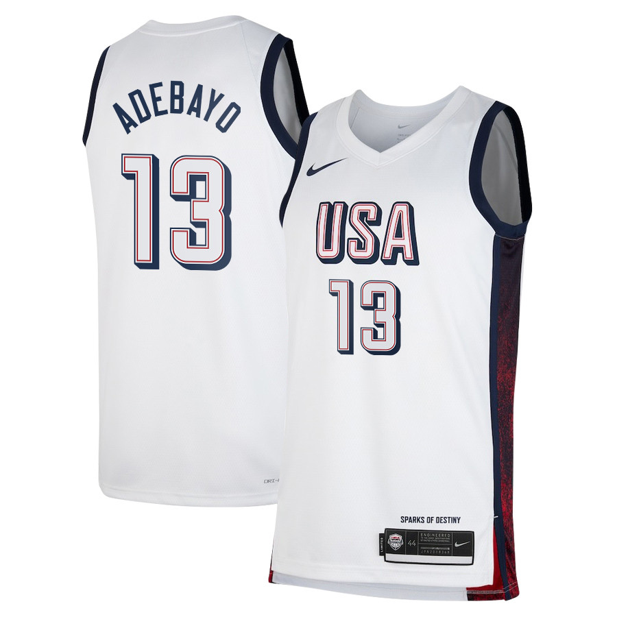 Bam Adebayo 13 Men's Usa Basketball Unisex 2024 Swingman Player Jersey - White