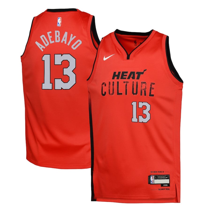 Bam Adebayo 13 Miami Heat 2024/25 Swingman Player Youth Jersey - City Edition - Red
