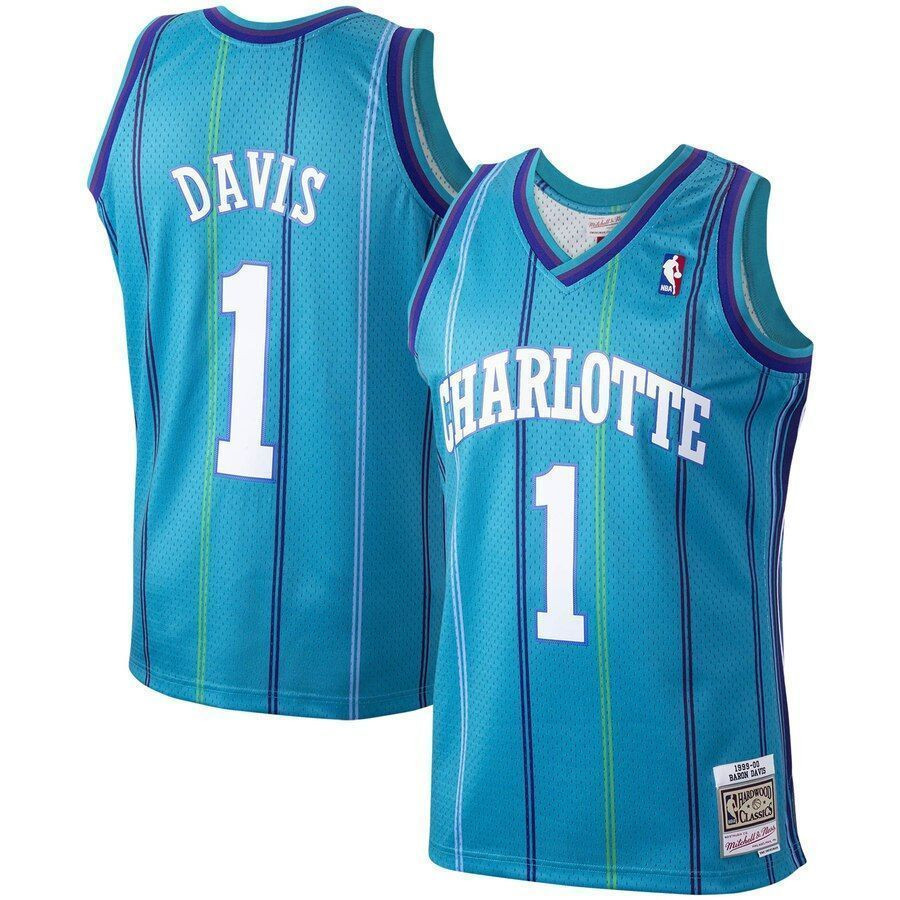 Baron Davis Charlotte Hornets Mitchell & Ness Hardwood Classics 1999-00 Swingman Jersey - Teal
