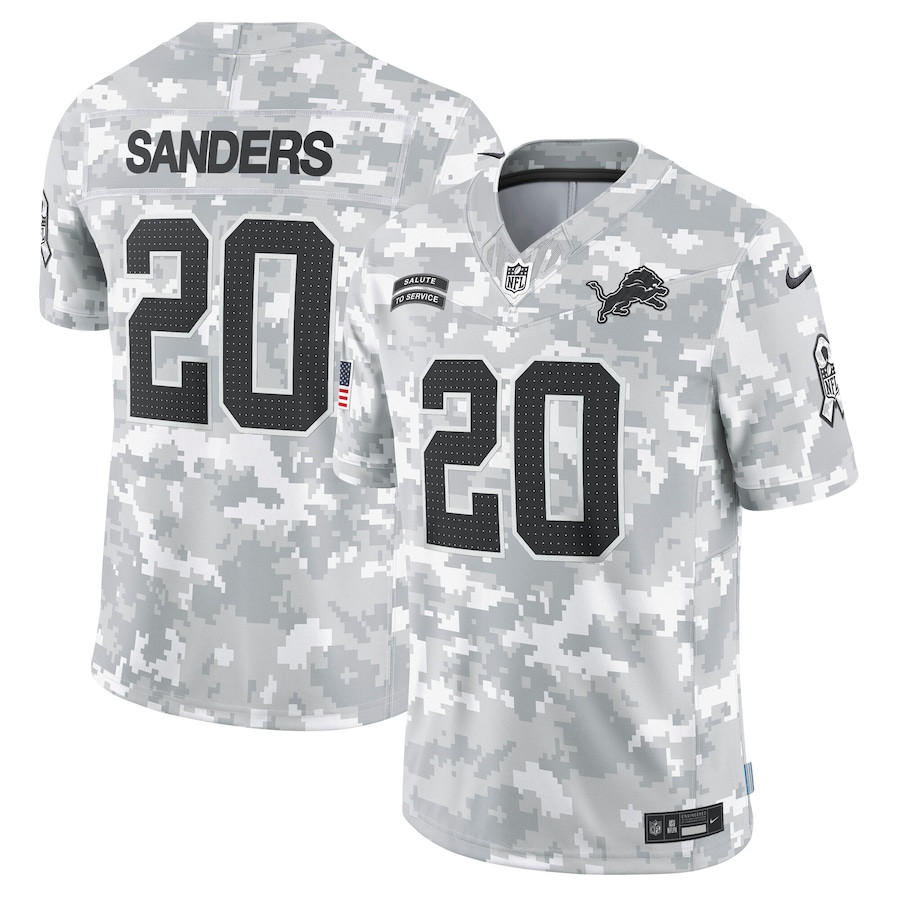 Barry Sanders 20 Detroit Lions 2024 Salute To Service Retired Player Limited Men Jersey - Arctic Camo Js5423