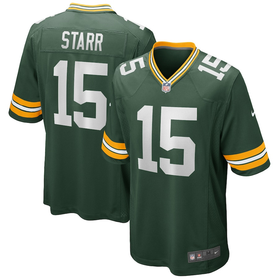 Bart Starr 15 Green Bay Packers Men Game Retired Jersey - Green Js3755