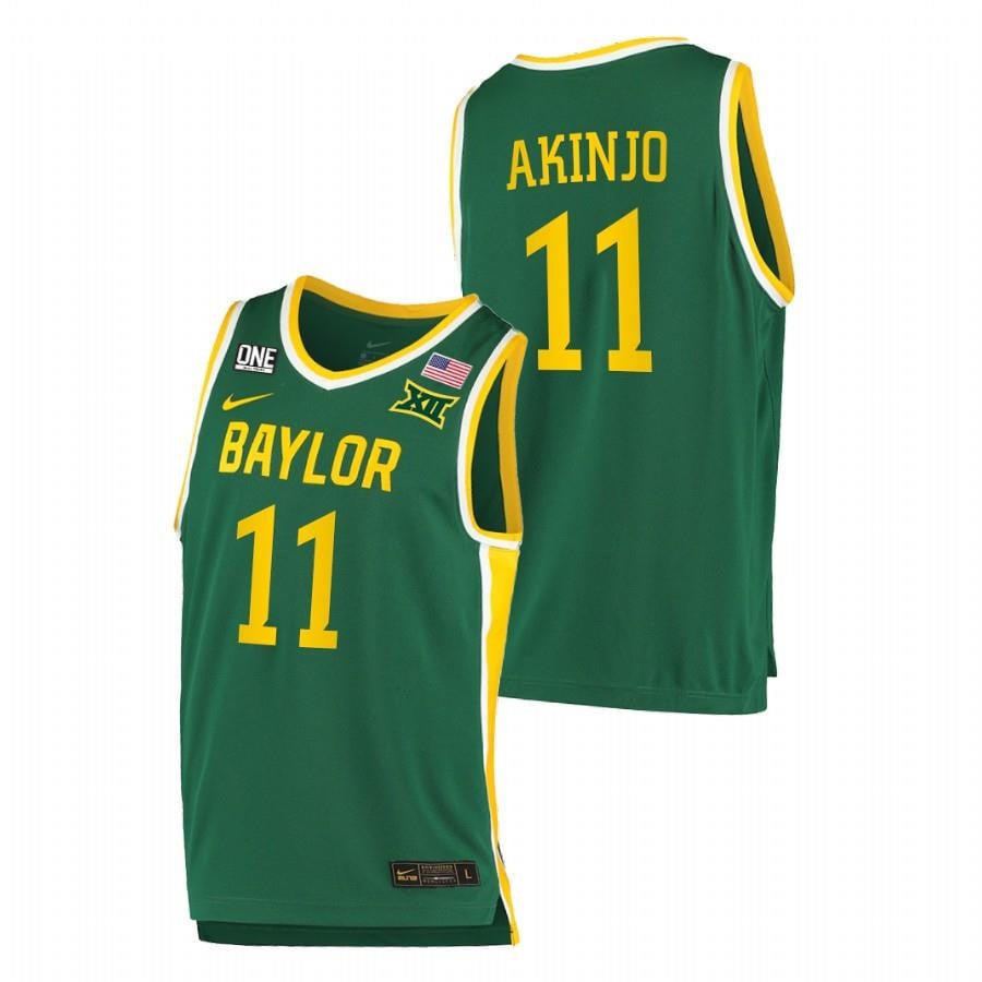 Baylor Bears 11 James Akinjo Green Away 2023 Top Transfers Jersey
