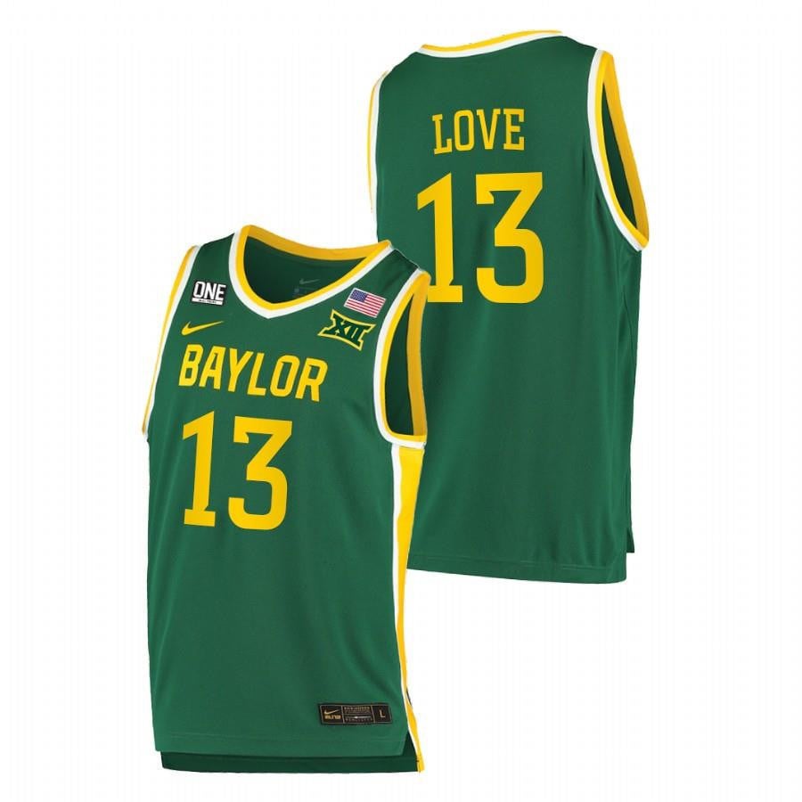 Baylor Bears 13 Langston Love 2023 Green College Basketball Men Jersey