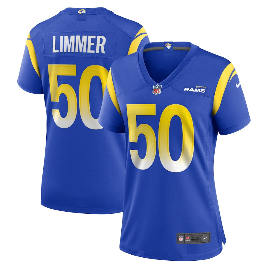 Beaux Limmer 50 Los Angeles Rams Game Women Jersey - Royal Js7020