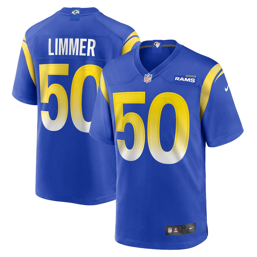 Beaux Limmer 50 Los Angeles Rams Team Game Men Jersey - Royal Js3390