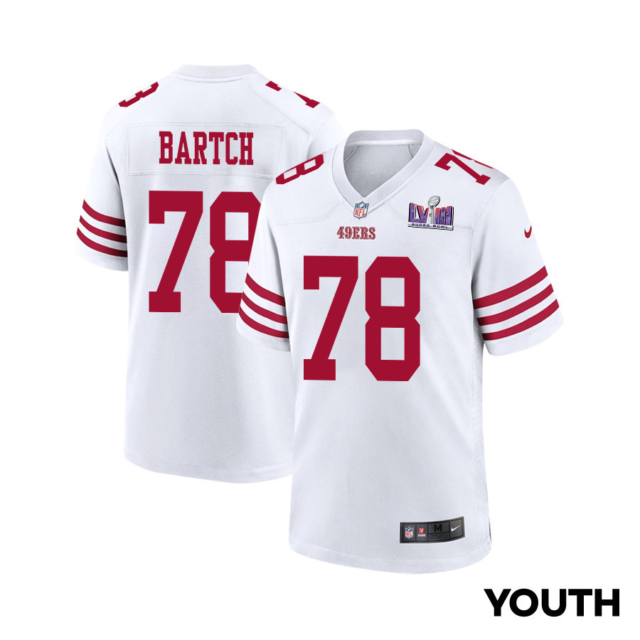 Ben Bartch 78 San Francisco 49ers Super Bowl Lviii Patch Game Youth Jersey - White Js3085