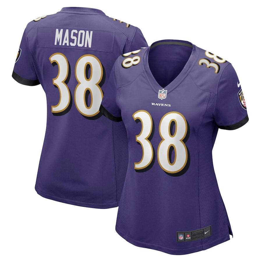 Ben Mason 38 Baltimore Ravens Women Game Jersey - Purple Js8242