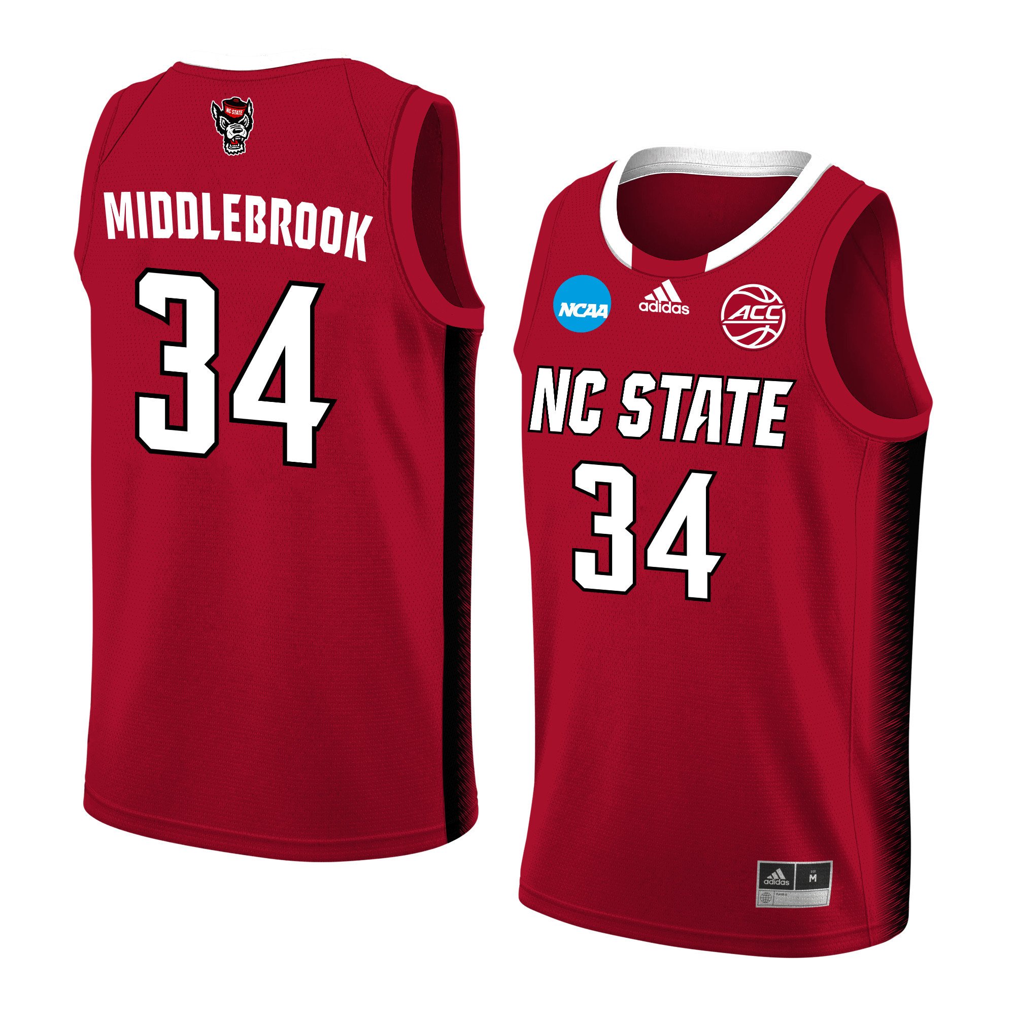 Ben Middlebrooks 34 Nc State Wolfpack 2024 Men's Basketball Jersey - Red, Unisex Jersey