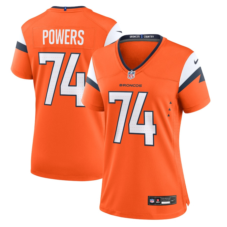 Ben Powers 74 Denver Broncos Women's Team Game Jersey - Orange Js4585