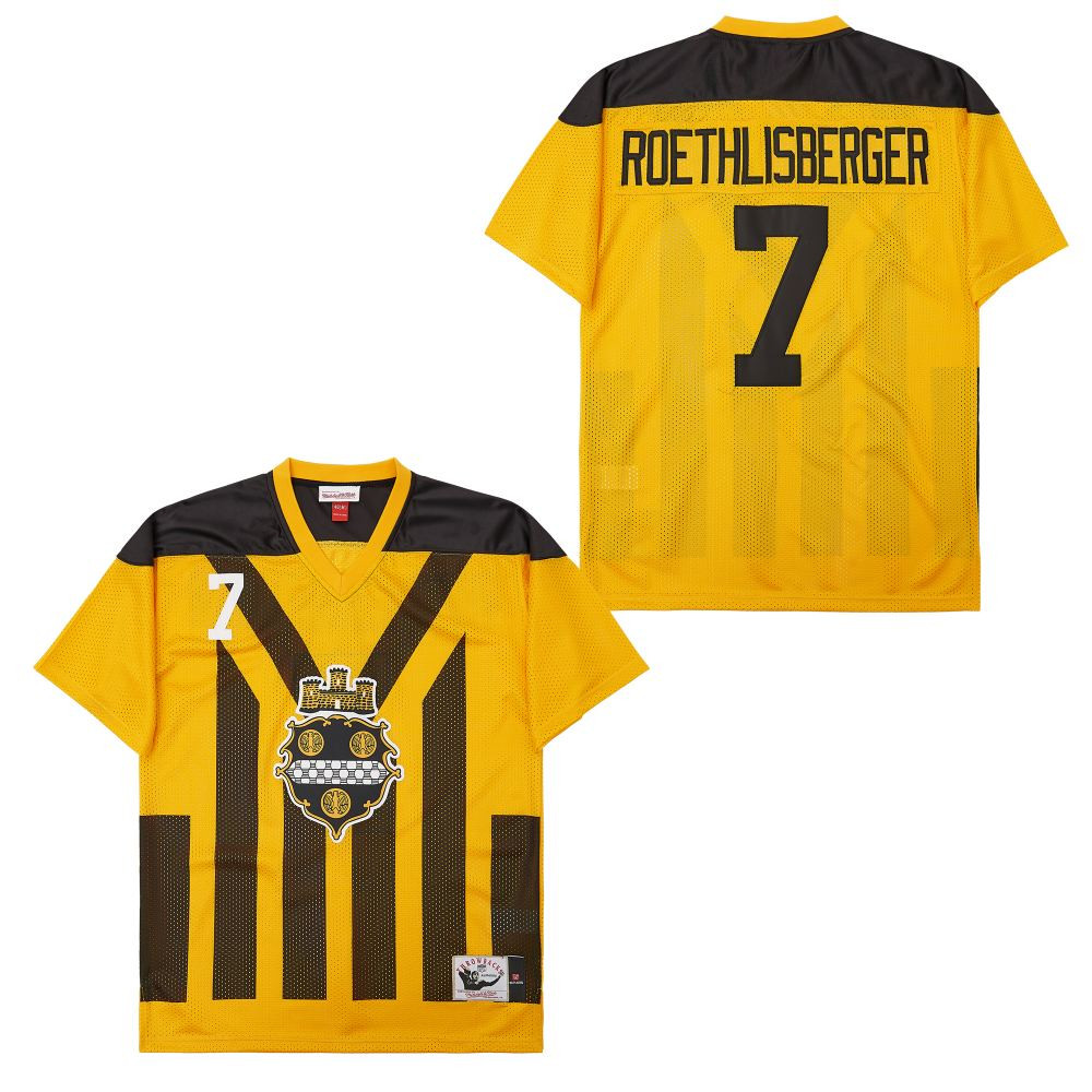 Ben Roethlisberger 7 Pittsburgh Steelers Retro Throwback Legacy Men Jersey - Black/yellow Js1553
