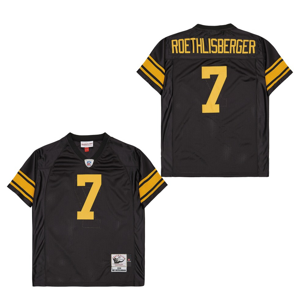 Ben Roethlisberger 7 Pittsburgh Steelers Retro Throwback Men Jersey - Black Js8385