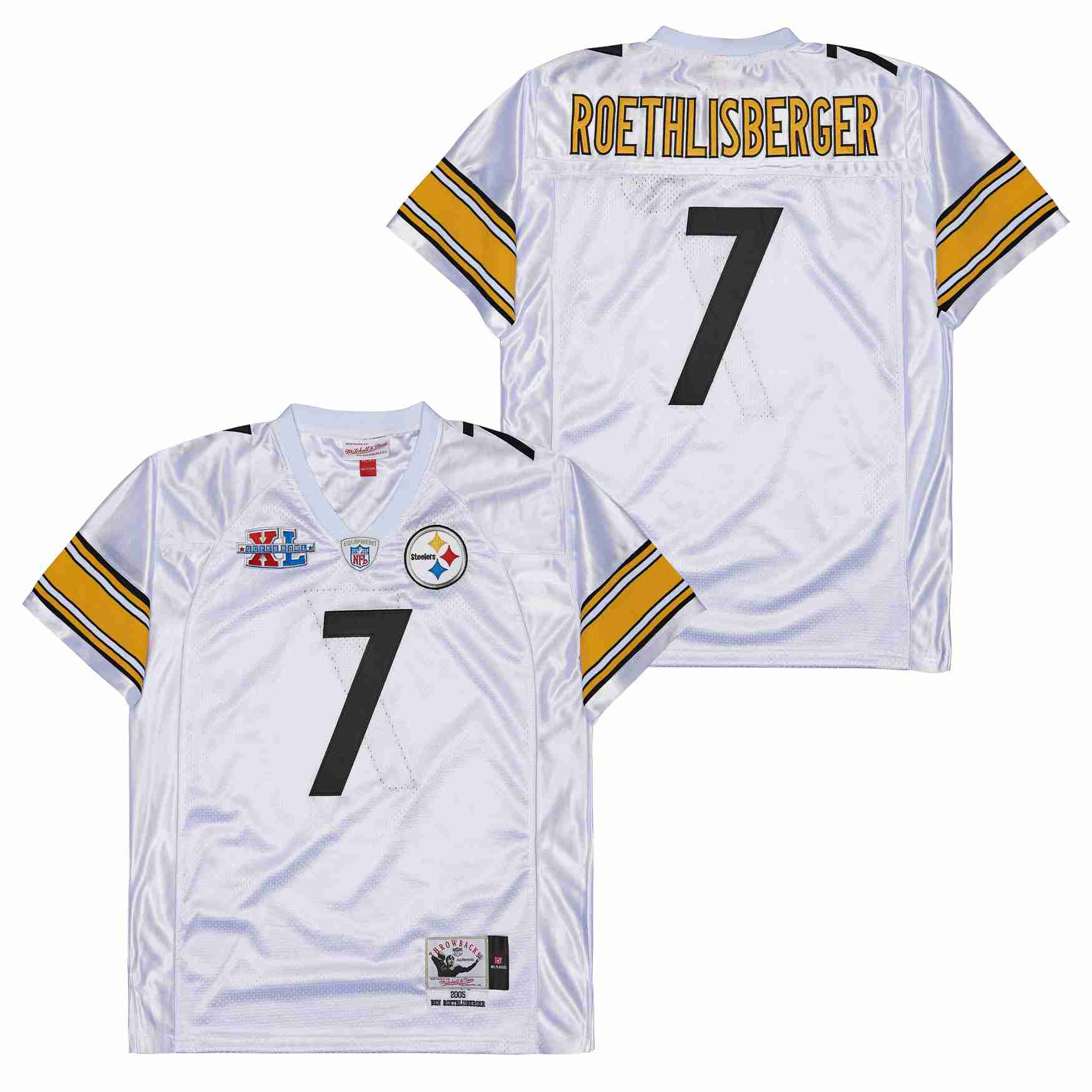 Ben Roethlisberger 7 Pittsburgh Steelers Super Bowl Xl Retro Throwback Men Jersey - White Js2751