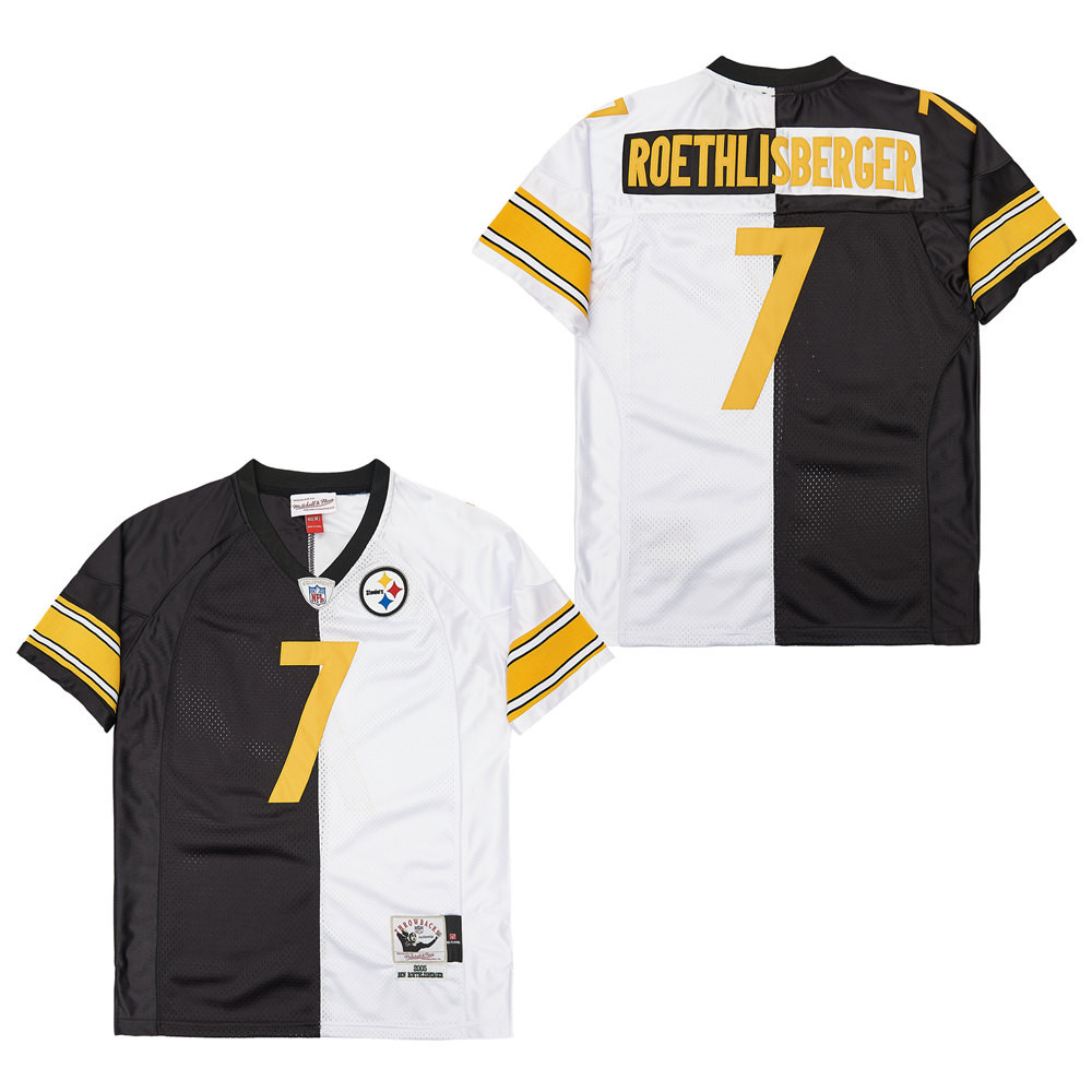 Ben Roethlisberger 7 Pittsburgh Steelers Two-toned Retro Throwback Men Jersey - Black/white Js7244
