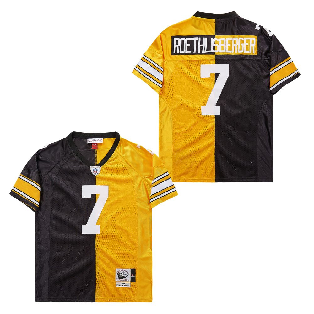 Ben Roethlisberger 7 Pittsburgh Steelers Two-toned Retro Throwback Men Jersey - Black/yellow Js1799