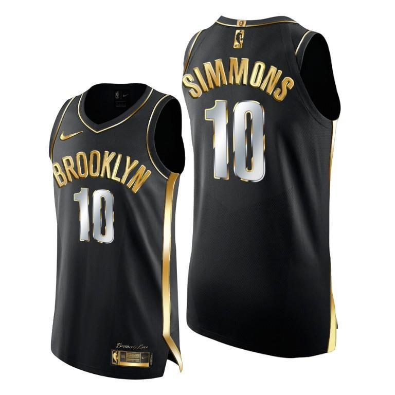 Ben Simmons 10 Brooklyn Nets Golden Edition Black Jersey - Men Jersey