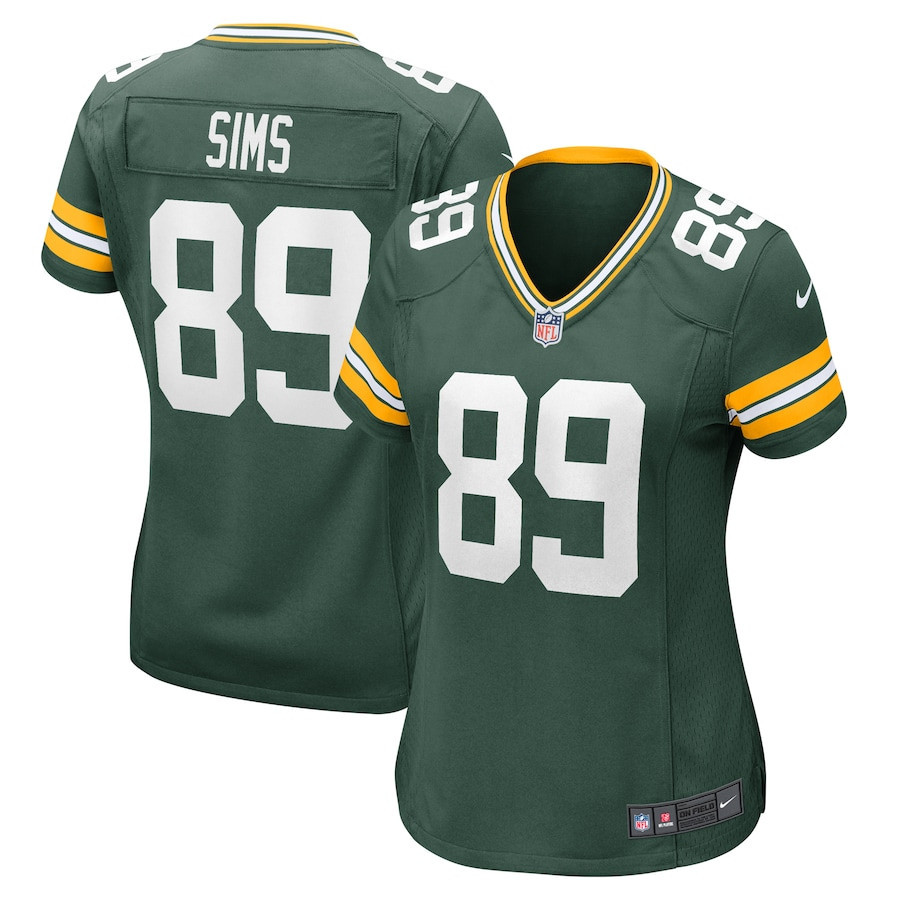 Ben Sims 89 Green Bay Packers Women's Team Game Jersey - Green Js4943
