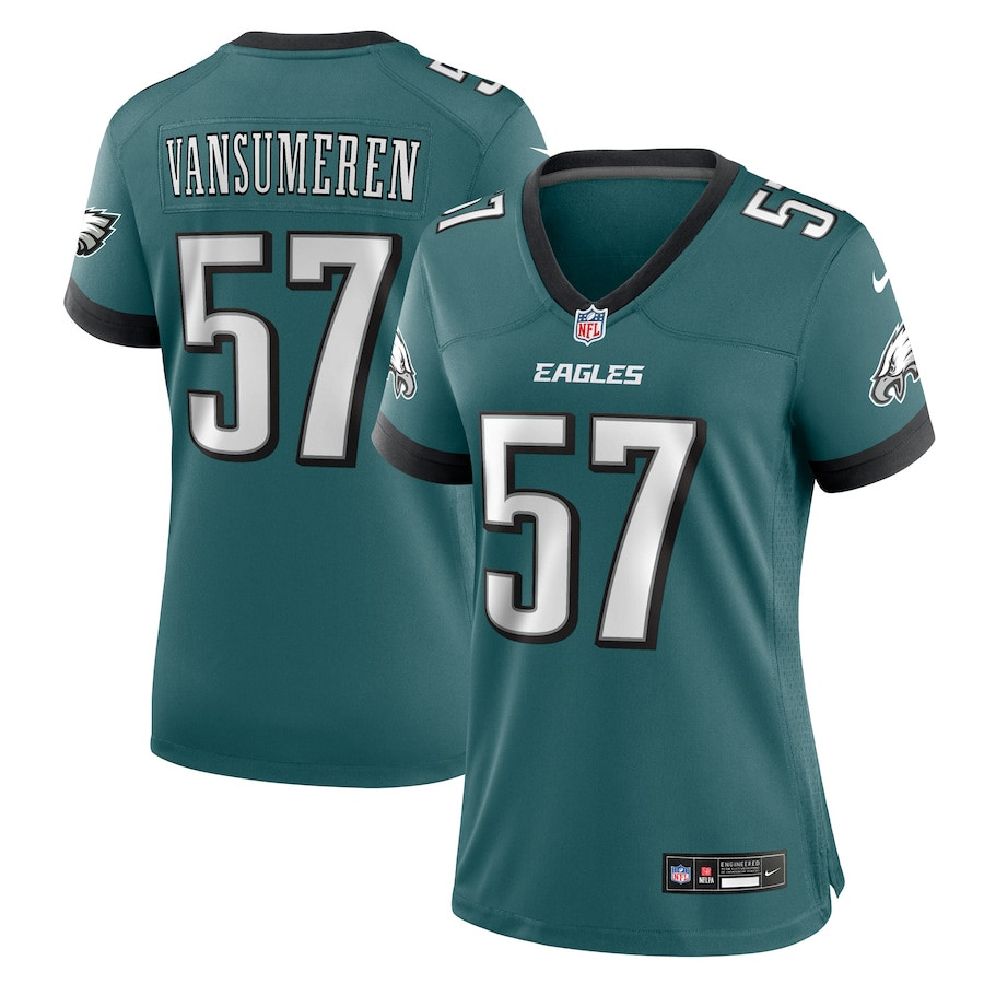 Ben Vansumeren 57 Philadelphia Eagles Women's Team Game Jersey - Midnight Green Js6185