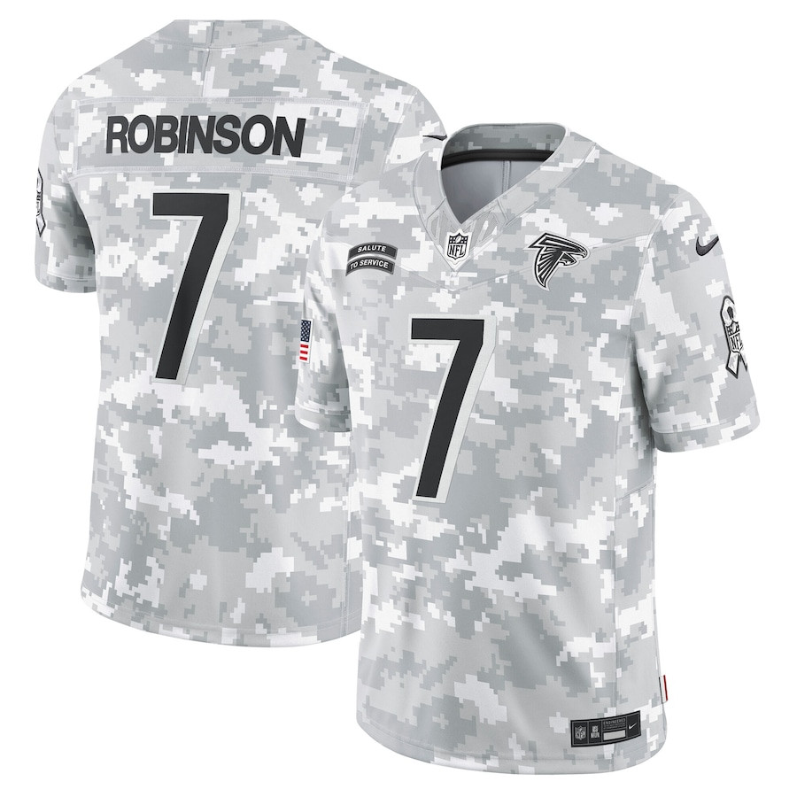 Bijan Robinson 7 Atlanta Falcons 2024 Salute To Service Limited Men Jersey - Arctic Camo Js5031