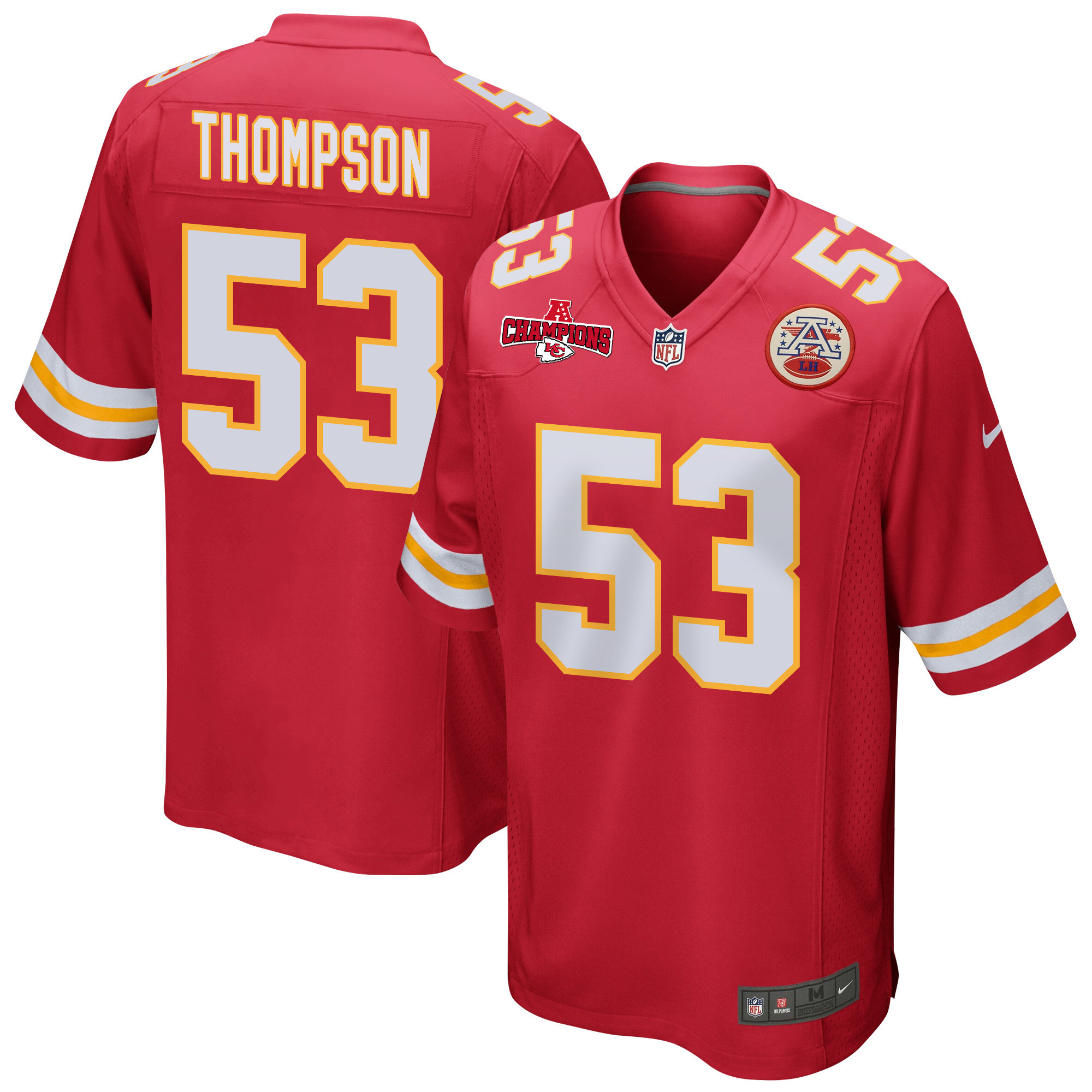 Bj Thompson 53 Kansas City Chiefs Afc Champions Patch Game Men Jersey - Red Js5731