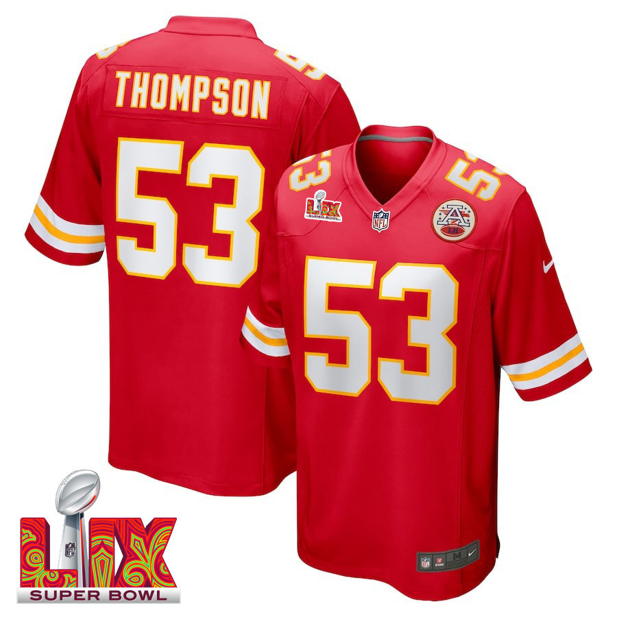 Bj Thompson #53 Kansas City Chiefs Super Bowl Lix Jersey - Men's - Red Js2788