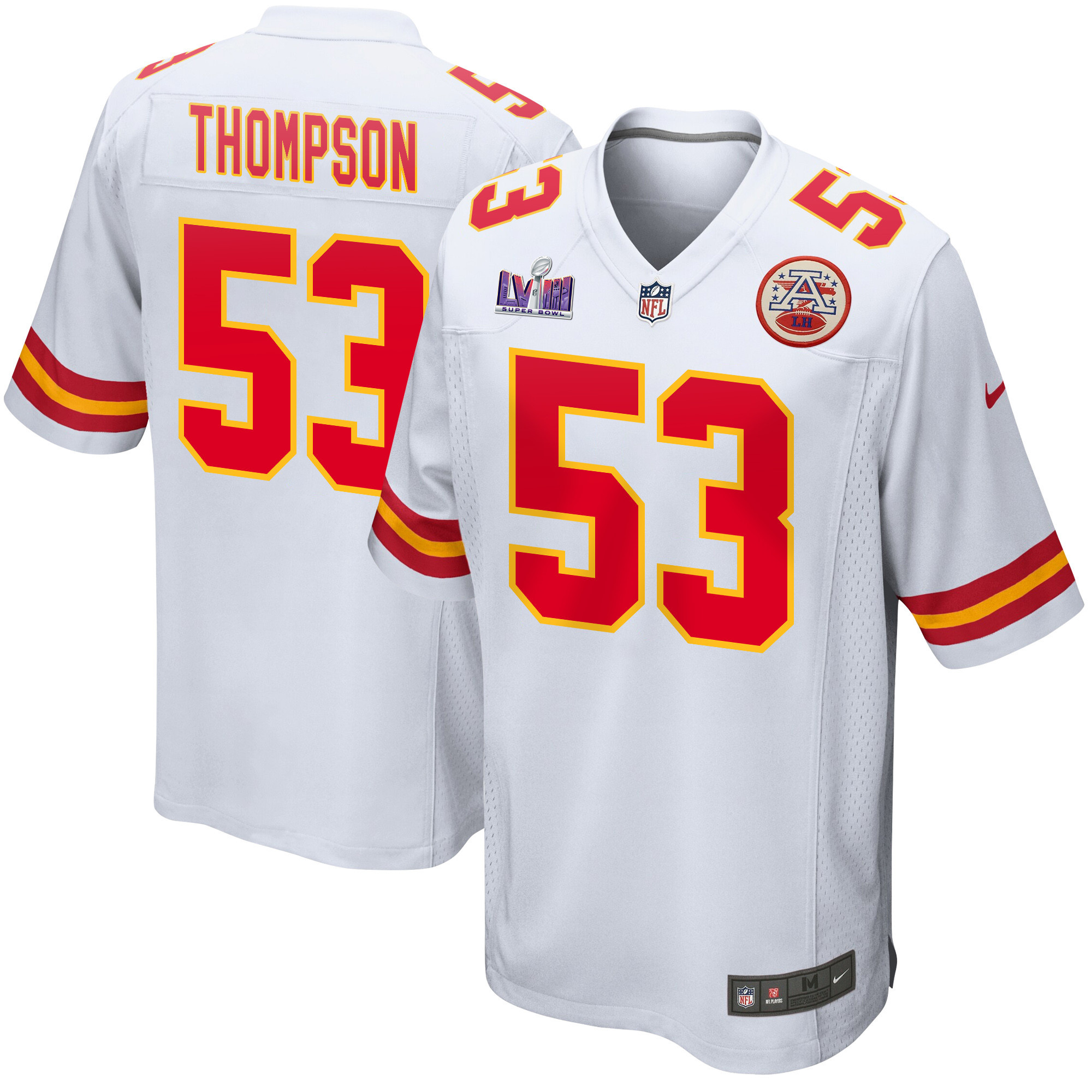 Bj Thompson 53 Kansas City Chiefs Super Bowl Lviii Patch Game Men Jersey - White Js6571
