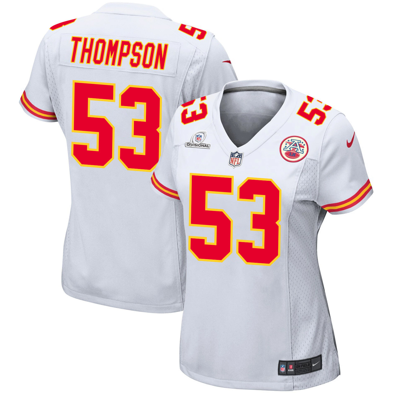 Bj Thompson 53 Kansas City Chiefs Super Bowl Lviii Patch Game Women Jersey - White Js3117
