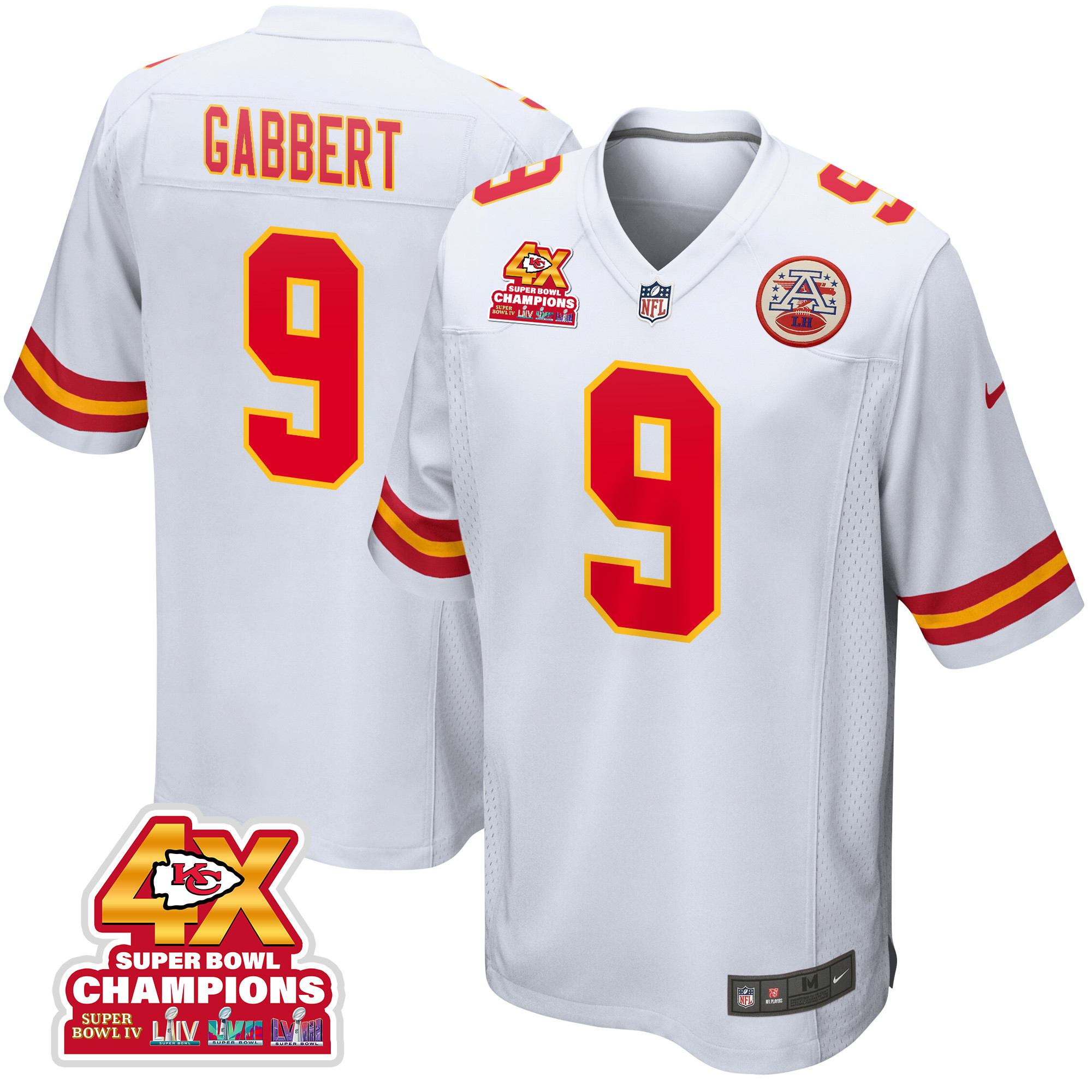 Blaine Gabbert 9 Kansas City Chiefs Super Bowl Lviii Champions 4x Game Men Jersey - White Js2463