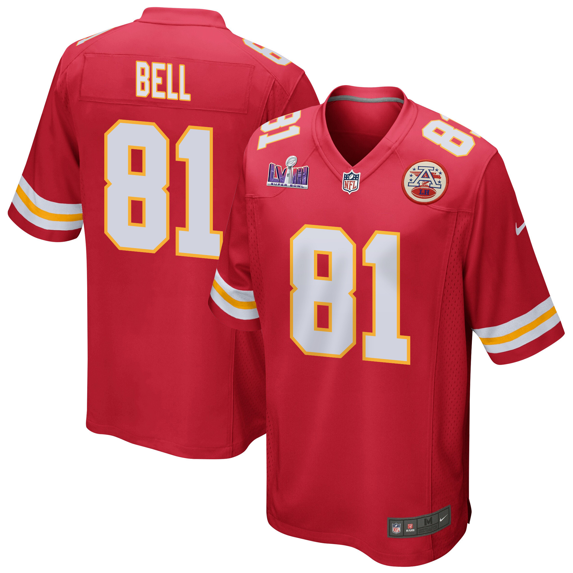 Blake Bell 81 Kansas City Chiefs Super Bowl Lviii Patch Game Men Jersey - Red Js1966