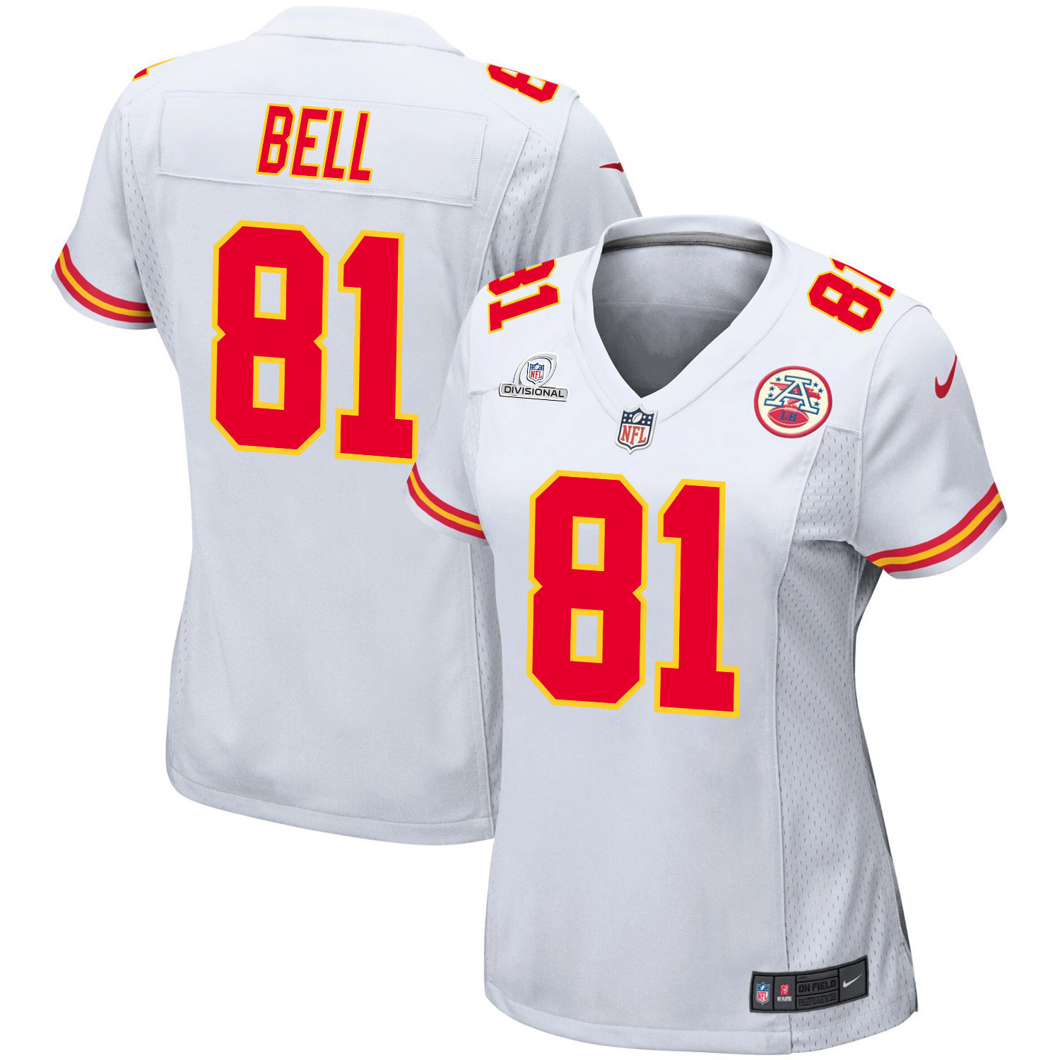 Blake Bell 81 Kansas City Chiefs Super Bowl Lviii Patch Game Women Jersey - White Js6187