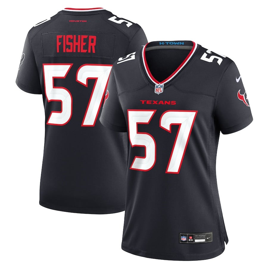 Blake Fisher 57 Houston Texans Women's Team Game Jersey - Navy Js3672