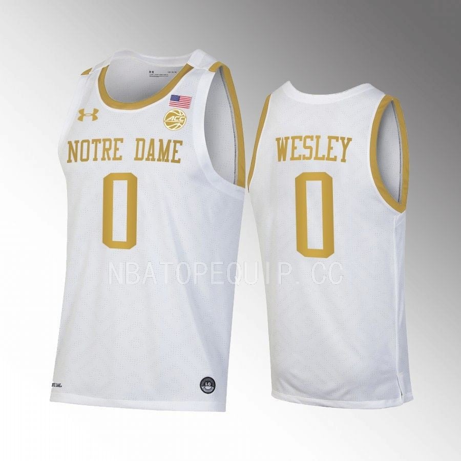Blake Wesley 0 Notre Dame Fighting Irish White Jersey Basketball