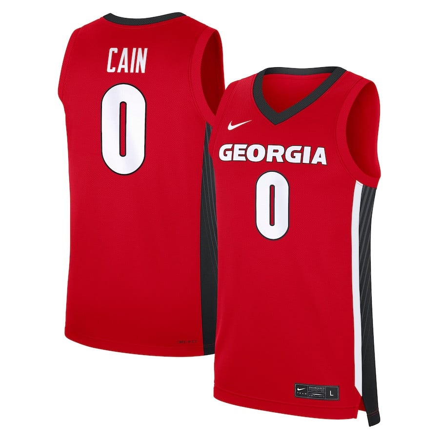 Blue Cain 0 Georgia Bulldogs Nil Men's Basketball Player Jersey - Red