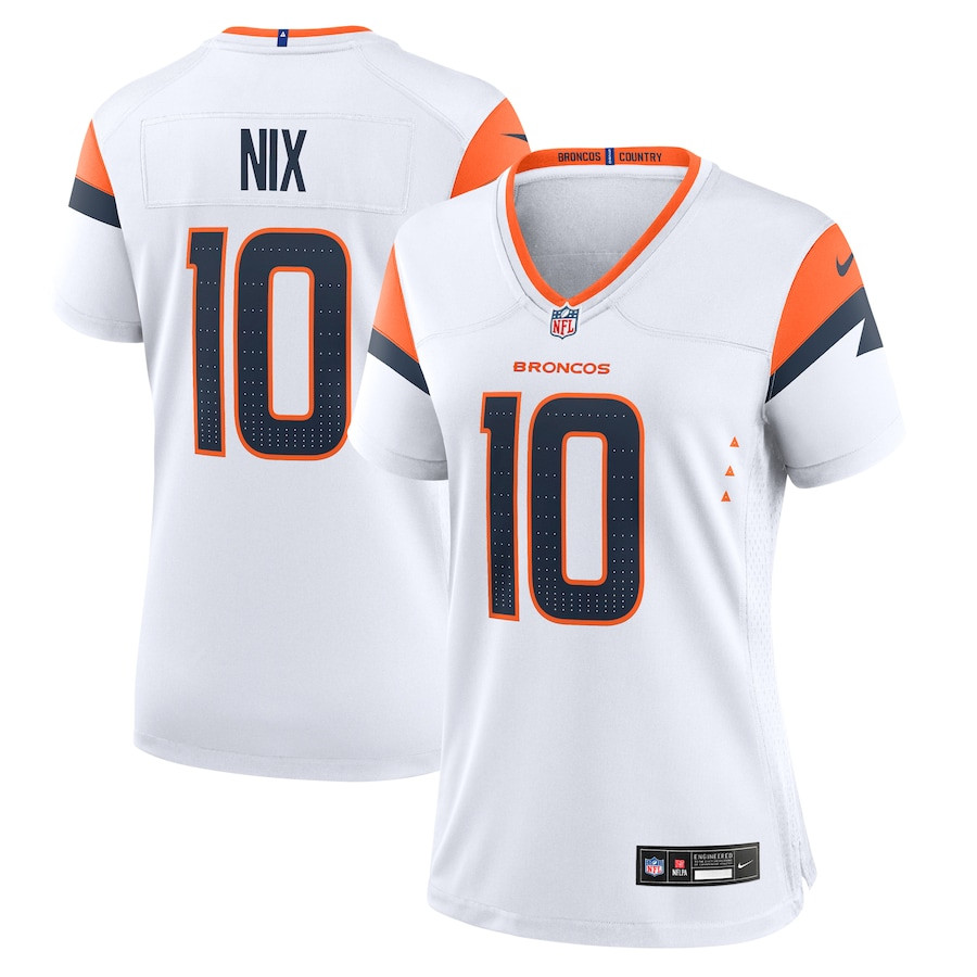 Bo Nix 10 Denver Broncos Women's Game Jersey - White Js8493