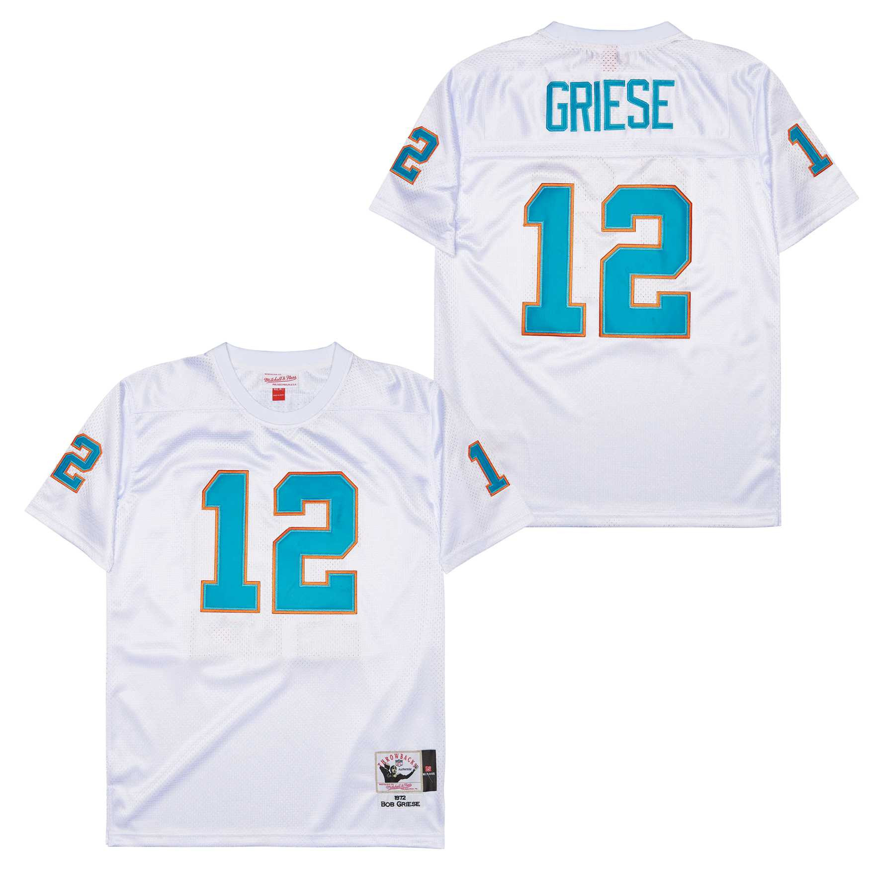 Bob Griese 12 Miami Dolphins Retro Throwback Men Jersey - White Js1935